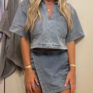 NWT Two piece skort and shirt denim set BRAND NEW NEVER Worn, Size Small